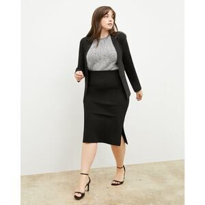 M.M Lafleur Skirt Harlem Midi Jardigan Knit NWT Pencil Black 1X Stretchy Bodycon
